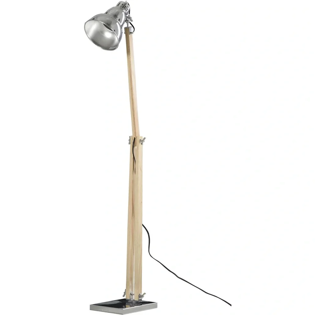 Homcom Stehlampe mit verstellbarem Schirm natur/silber