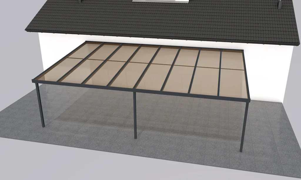 Terrassendach Premium, anthrazit, 8125 x 5060 mm - Polycarbonat Stegplatten 16 mm, bronze