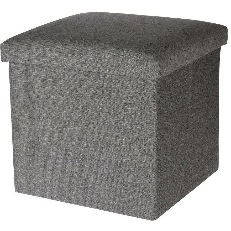 Aufbewahrungsbox / Fußhocker - Fußhocker mit Ablage - 38 x 38 cm - Baumwolle - Grau