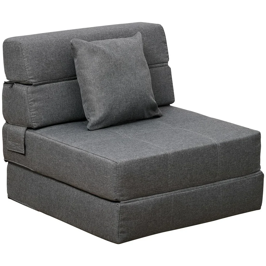 Schlafsessel Schlafsofa Sofabett Einzelsofa mit Waschbarem Kissen Grau 70cm x 70cm x 61cm