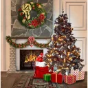 Schwarzwälder Weihnachtsbaum-Paket 150cm Silber + Weihnachtskugeln + Weihnachtsbeleuchtung + Weihnachtsgirlande + Spitze