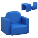 2 in 1 Kindersofa Tisch und Stuhl Blau