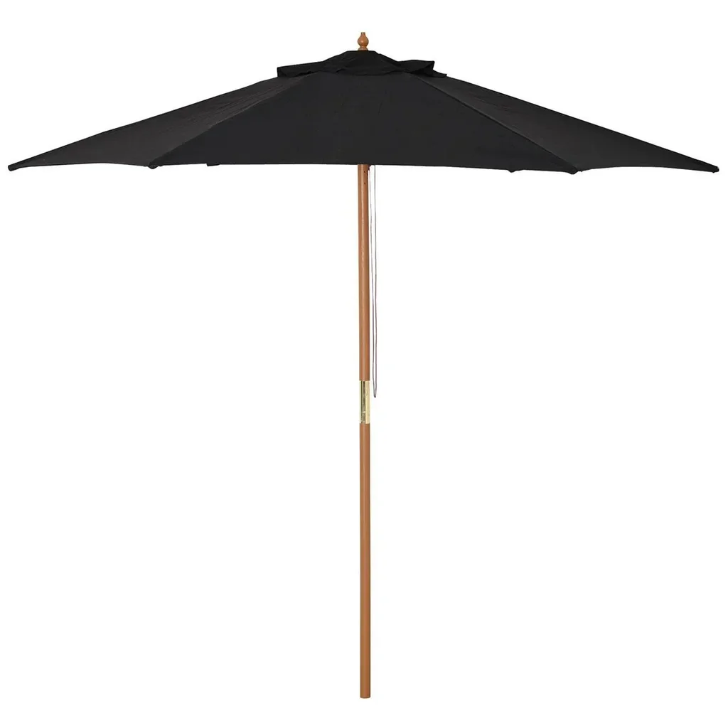 Sonnenschirm, Gartenschirm, 3-stufig, Sonnenschutz, Bambus 180/ Polyester, Schwarz, Ø2,5 x 2,3 m