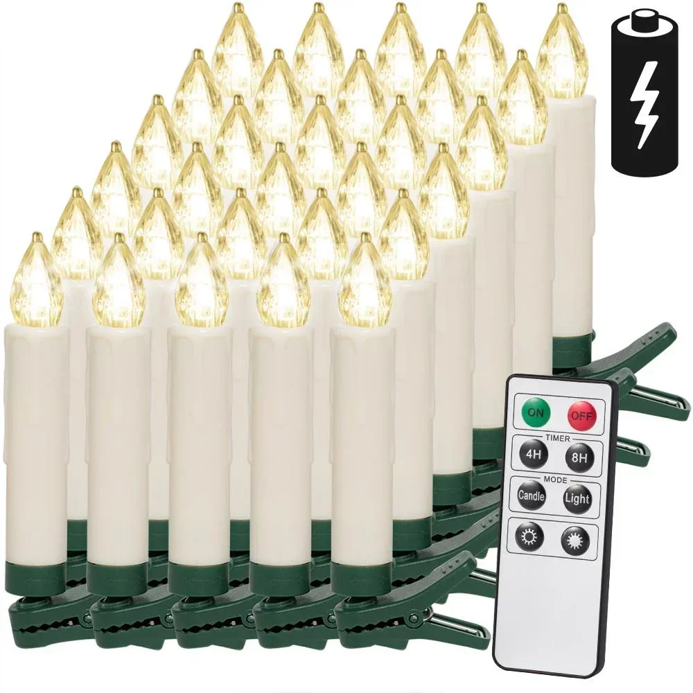 Geführte Weihnachtskerzen 30 x warmes Weiß mit Fernbedienung & Timer