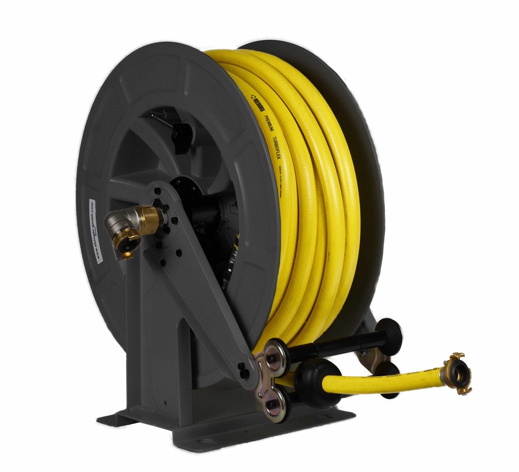 Schlauchaufroller Stahl/ABS-Kunststoffgehäuse OSK 610 mit 15 m, 1" PVC-Gewebeschlauch, max. 9bar/50C°