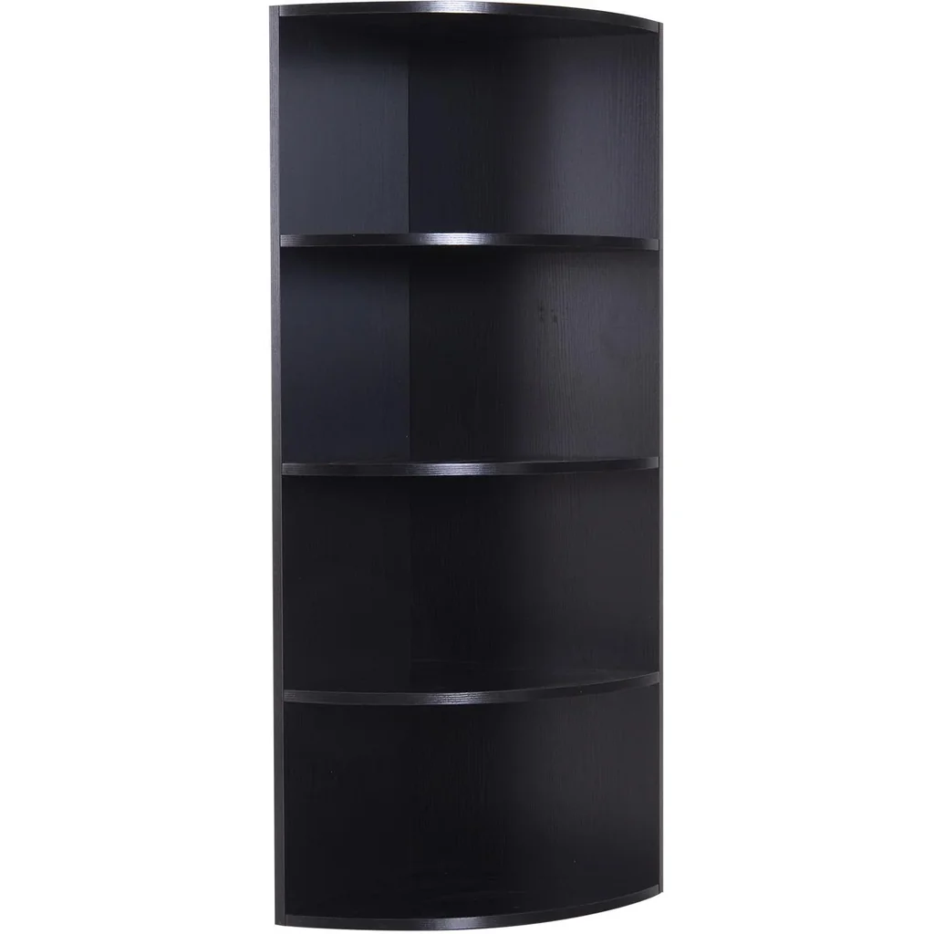 Eckregal Standregal Bücherregal Dekoregal Blumenregal Holzregal fächerförmig 4 Fächer Schwarz 39,5 x 39,5 x 120 cm