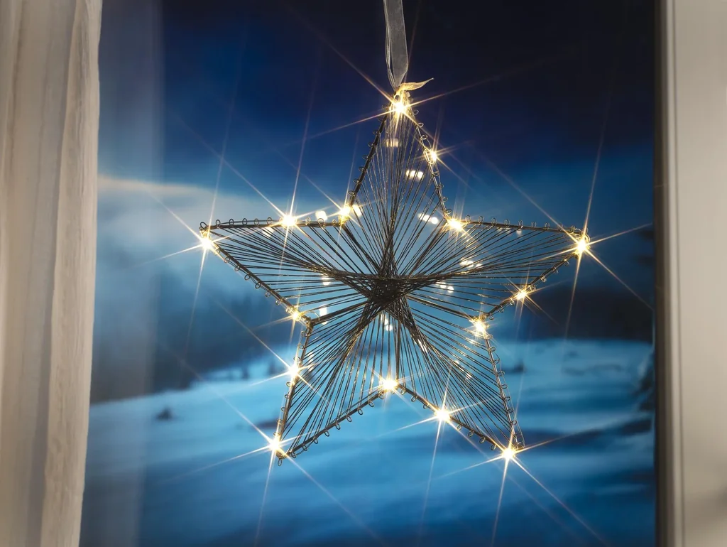Deko Stern mit 20 warmweißen LEDs, batteriebetrieben