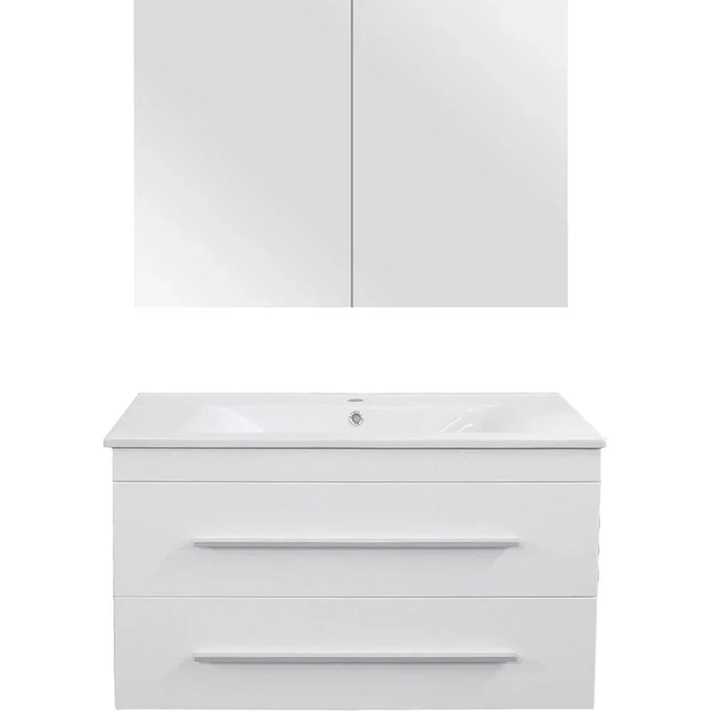 Badezimmermöbel Style 90cm - Mat Weiss