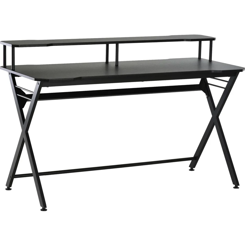 Schreibtisch mit Kopfhörerhaken, schwarz