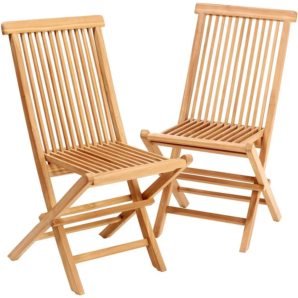 Klappbarer Gartenstuhl 2 Stück - Teak - 46,5x59x92 cm