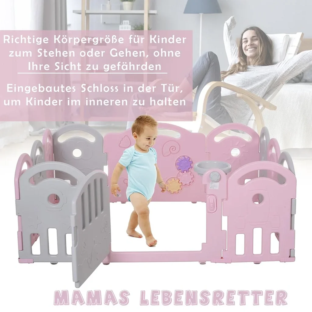 Baby Schutzgitter mit Ballkorb und 3 Zahnräder