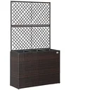 Polyrattan Pflanzgefäß mit Spalier Braun
