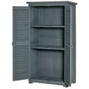 Gartenschrank Holz Gerätehaus Geräteschuppen Geräteschrank Holzhütte Pultdach Bitumenpappe Lamellentüren Grau 87 x 46,5