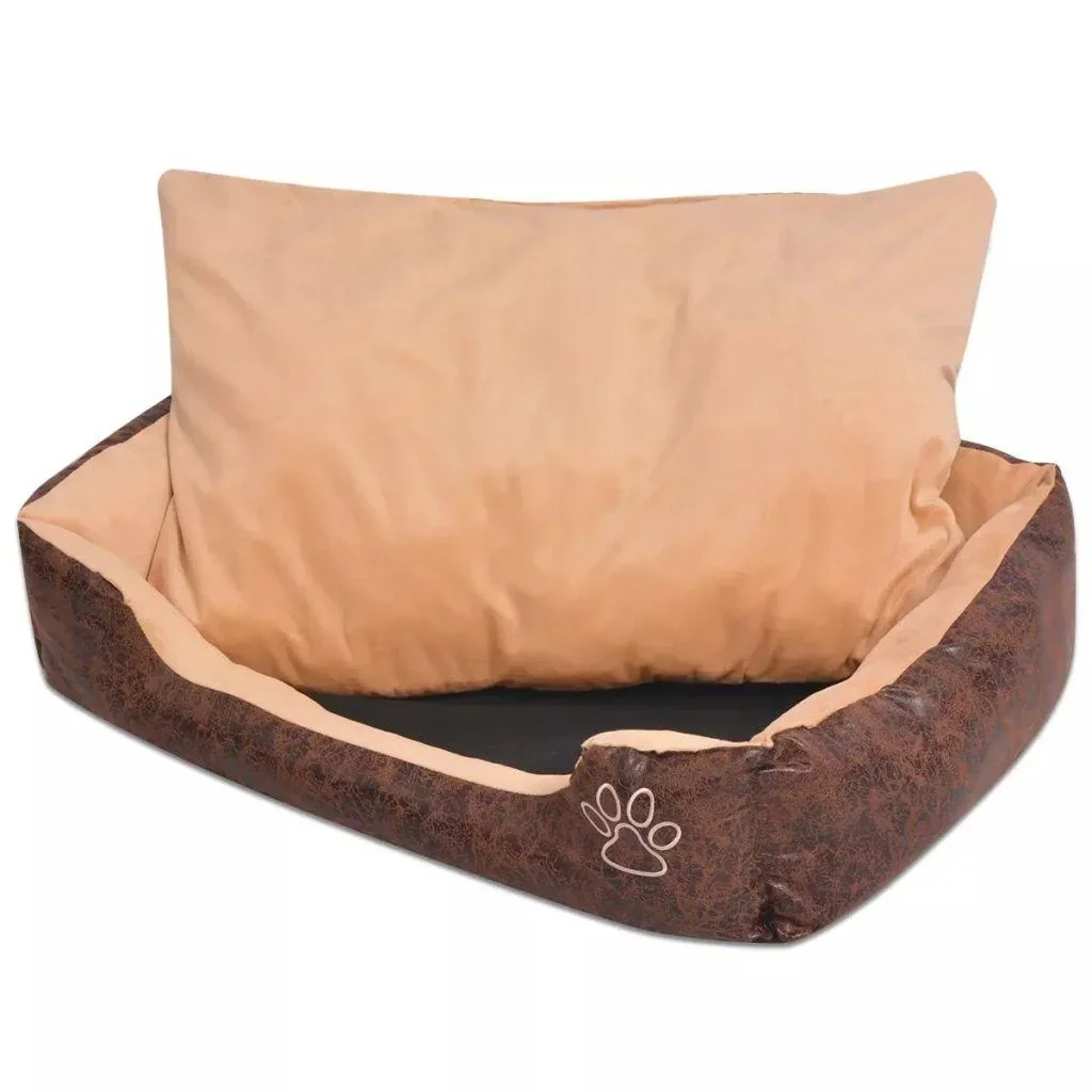 Hundebettkissen PU-Leder Größe M braun
