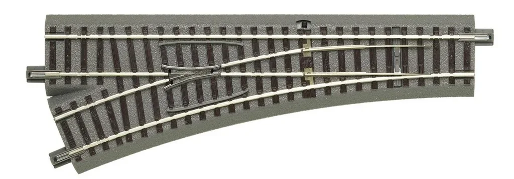 Weiche links für Handbetrieb, Länge 200 mm, Abzweigwinkel 22,5°, Abzweigradius 502,7 mm
