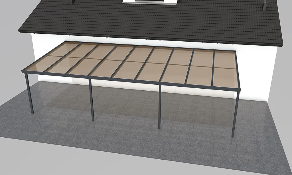 Terrassendach Premium, anthrazit, 9135 x 4060 mm - Polycarbonat Stegplatten 16 mm, bronze