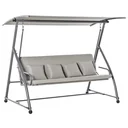 3-Sitzer Hollywoodschaukel Schaukelstuhl 2-in-1 Gartenliege mit Sonnendach winkeleinstellbar Stahl Polyester Outdoor Hel