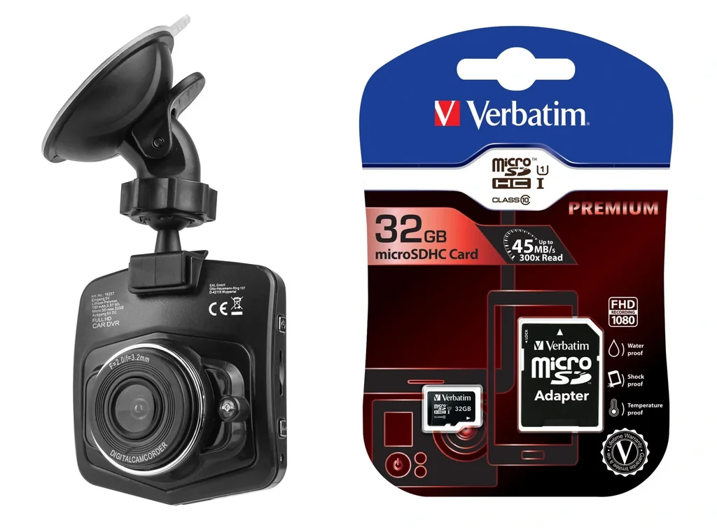 KFZ Dashboard Kamera inklusive 32 GB Micro SDHC Speicherkarte