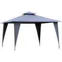 Pavillon mit Doppeldach, Metallrahmen, grau, 3,5 x 3,5 x 2,7 m