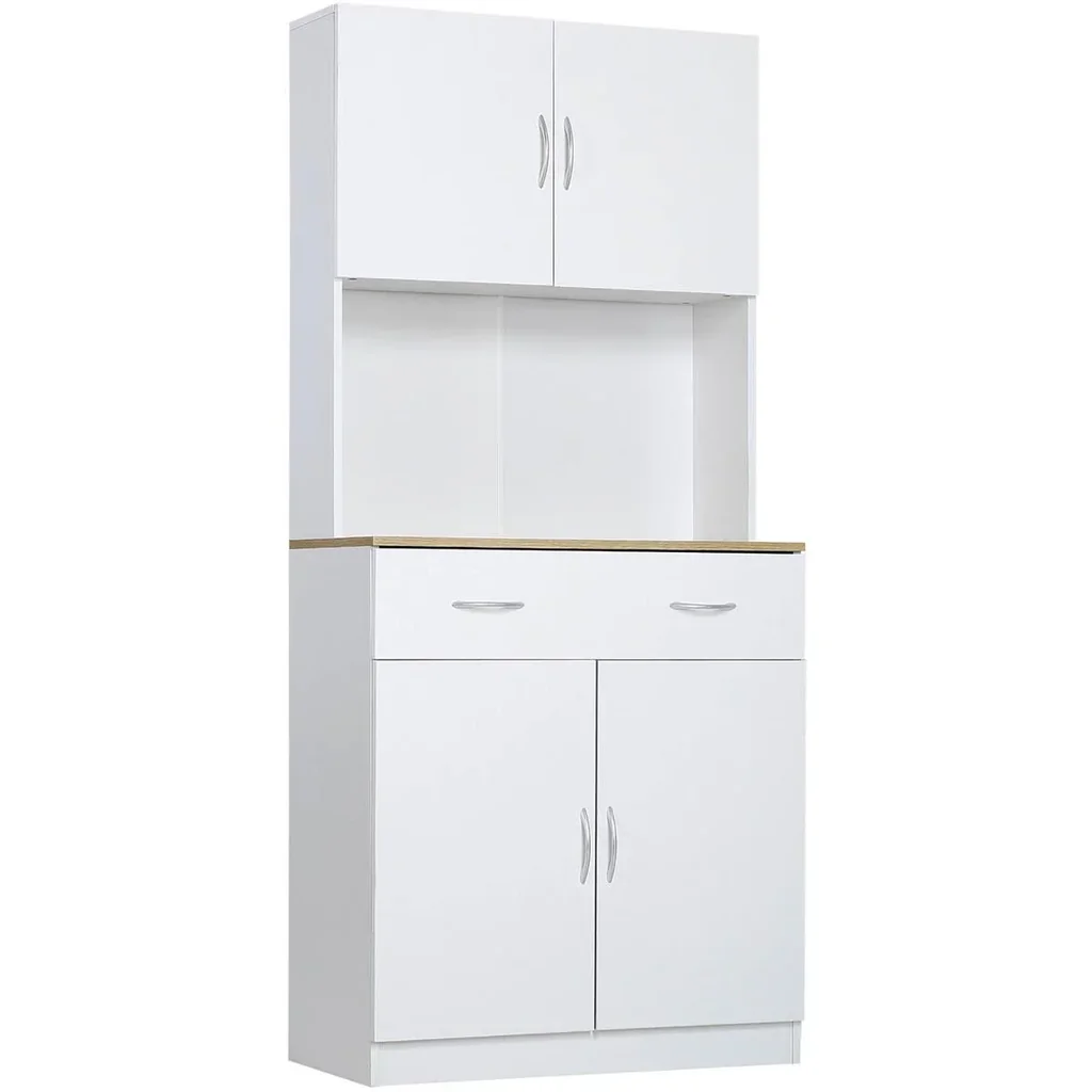 Küchenschrank 180 cm Küchenbuffet Hochschrank Geschirrschrank Esszimmerschrank mit Schubladen Schrank Weiß 80 x 40 x 18