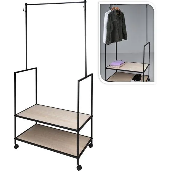Relaxwonen Industrieller Kleiderständer - 84 x 42,5 x 176 cm - Metall/Holz