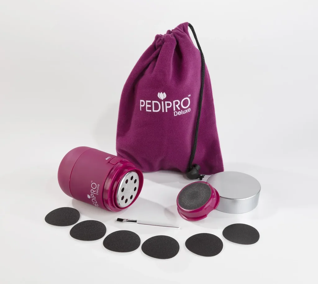 Elektrischer Hornhautentferner, Pediküre-Gerät „PEDIPRO Deluxe“, Pink,12-teilig