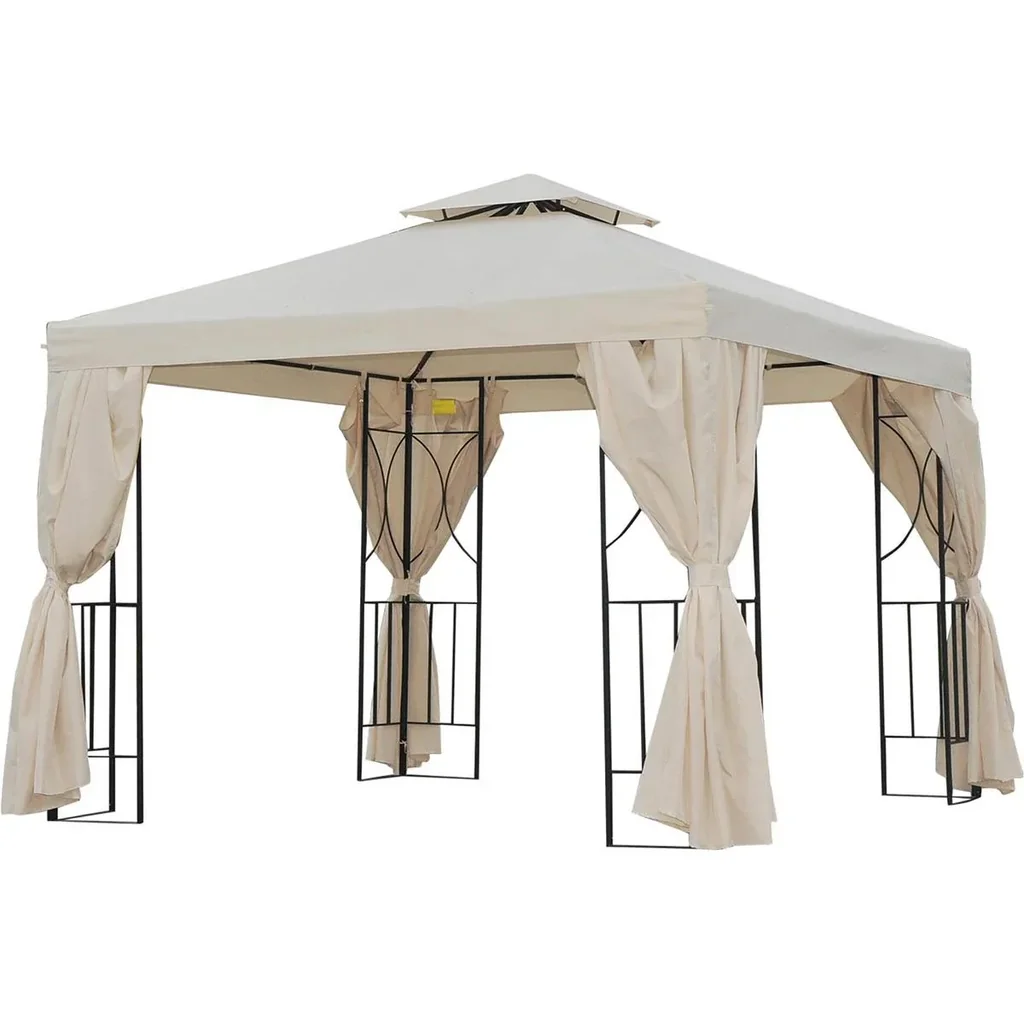 Gartenpavillon Pavillon ca. 3 x 3 m Doppeldach Partyzelt Festzelt 4 x Doppel-Seitenteile wasserdicht UV-Schutz Metall Po