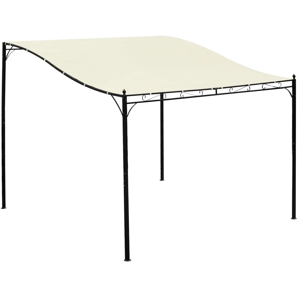 Terrassenüberdachung in geschwungener Form cremeweiß/schwarz