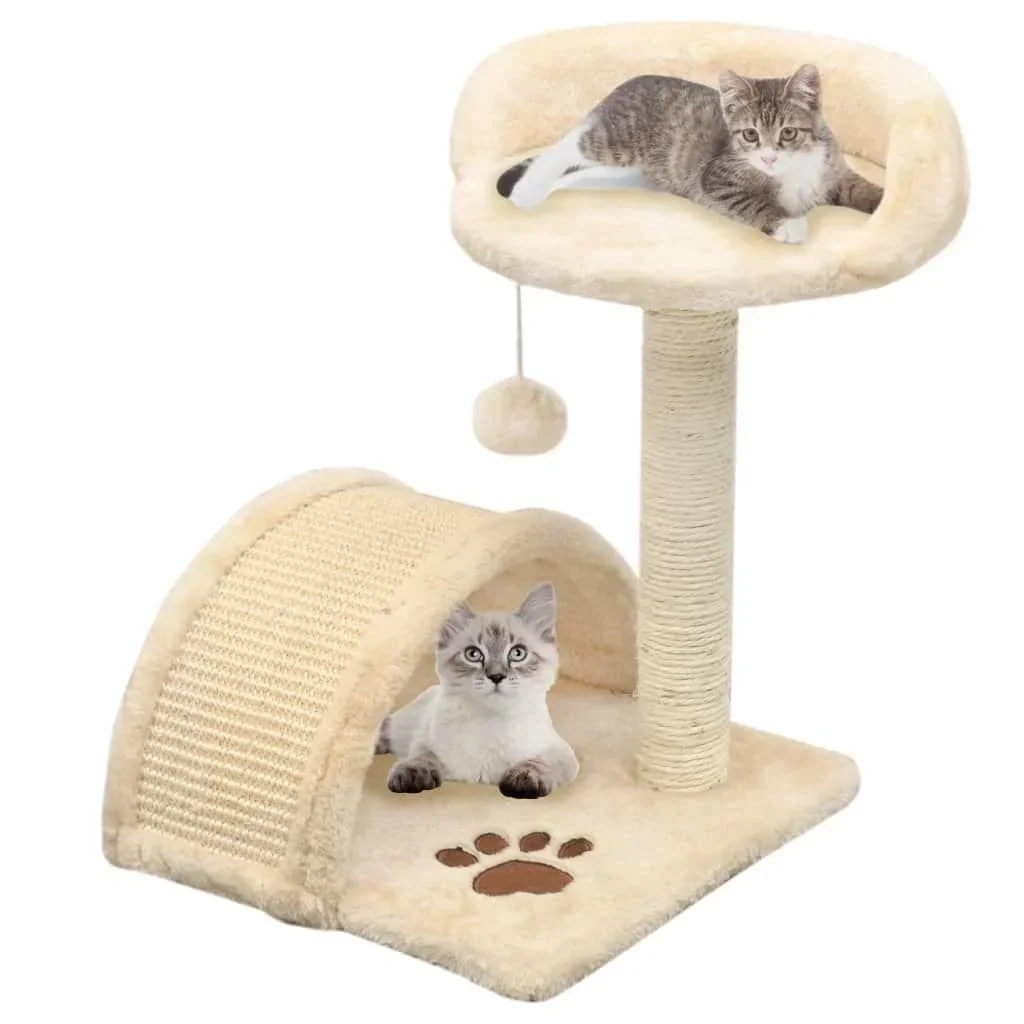Katzenkratzbaum mit Sisal Katzenkratzbaum 40 cm beige und braun