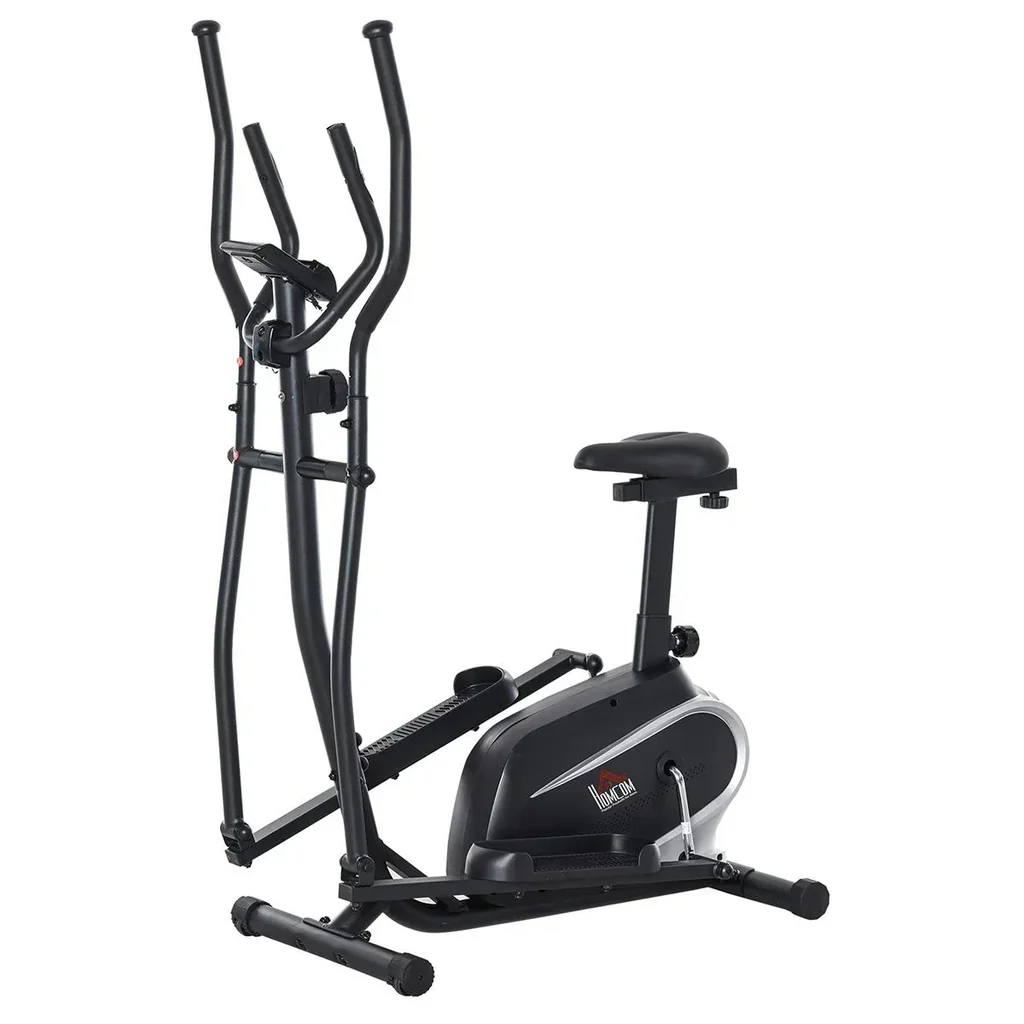Crosstrainer Ellipsentrainer mit 8 Magnetwiderstandsstufen Heimtrainer mit LCD Monitor Stahl PVC ABS Schwarz 103 x 62 x