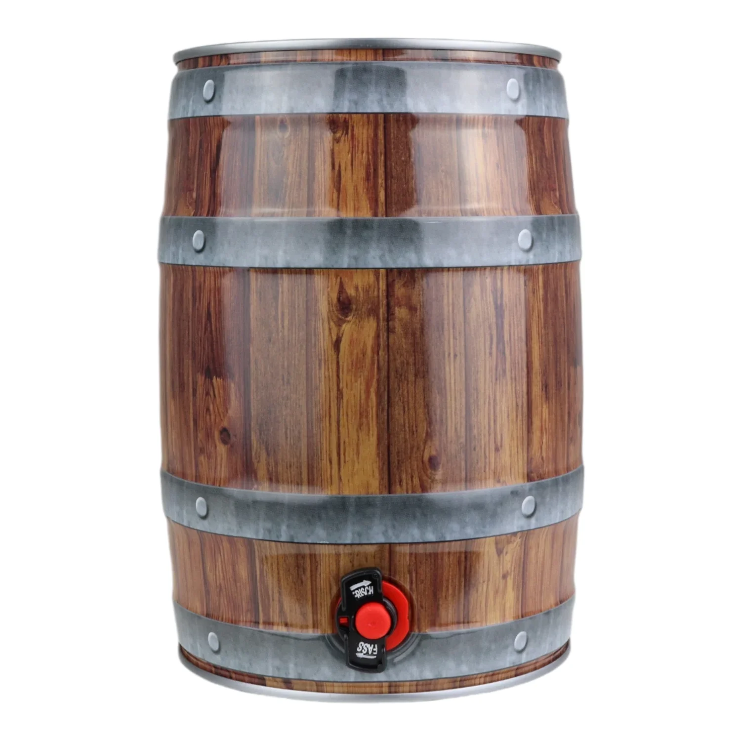 5L Partyfass mit Zapfhahn, Holzoptik