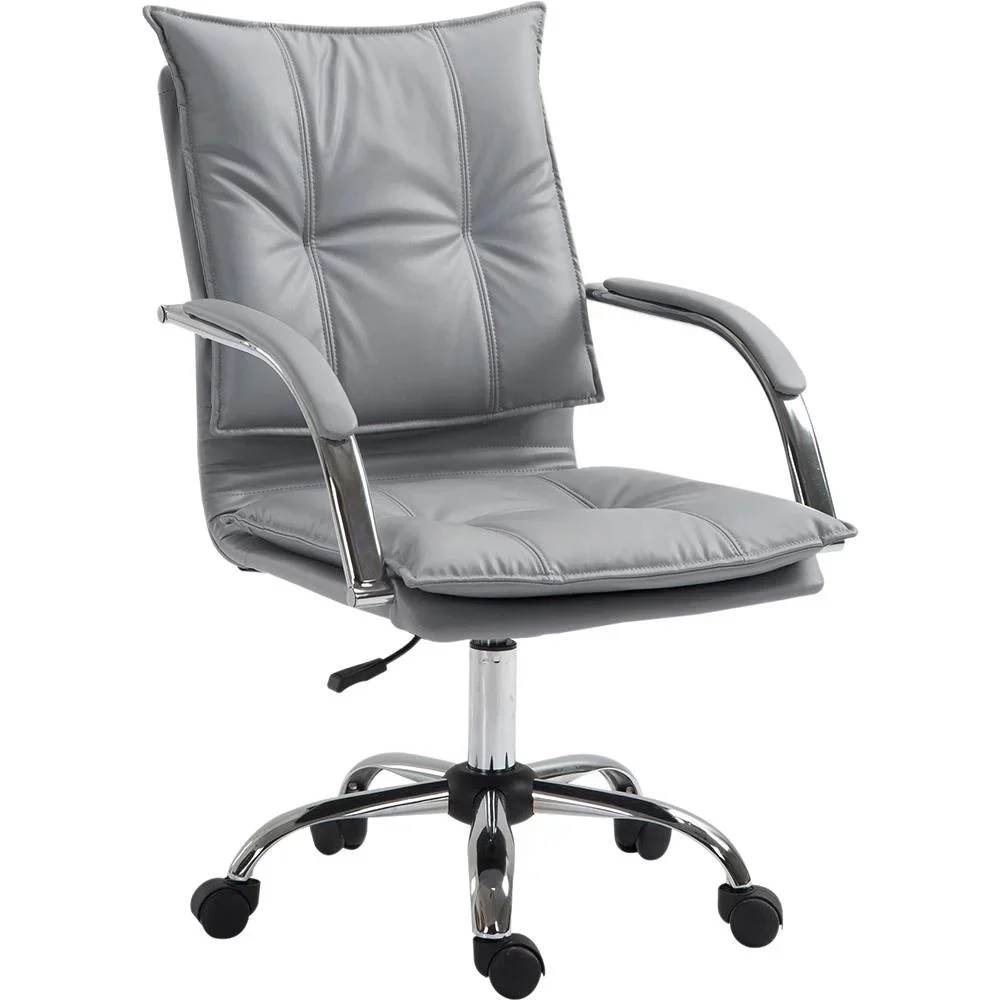 Bürostuhl Drehstuhl höhenverstellbar rollbar ergonomisch PU grau 64 x 57 x (91 101) cm