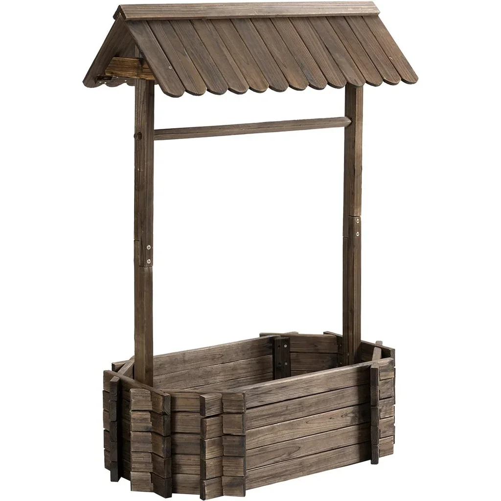 Hochbeet Holzbrunnen mit Dach Blum