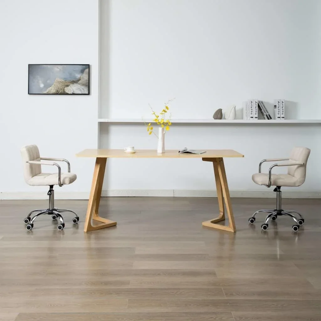Esszimmerstühle drehbar 2 Stück Stoff creme