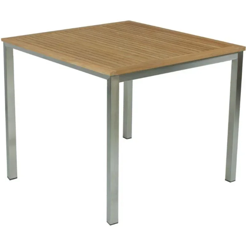 Tisch DENVER, 90x90cm, Edelstahl 304 gebürstet / Teak FSC 100%