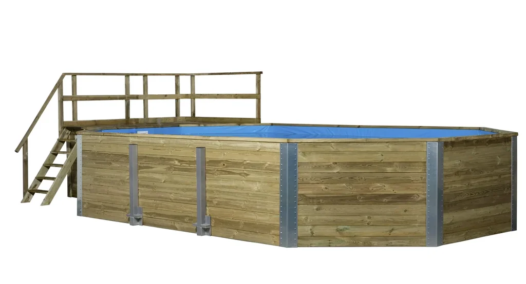 Massivholzpool 594 A, 850 x 376 x 116 cm, Sparset inkl. Sandfilteranlage und Technikraum