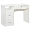 Computertisch Schreibtisch mit 5 Schubladen und Regal Bürotisch mit Schloss großer Arbeitsfläche Weiß 110 x 50 x 76 cm