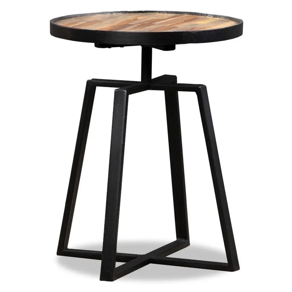 Couchtisch rund massiv recyceltes Teakholz