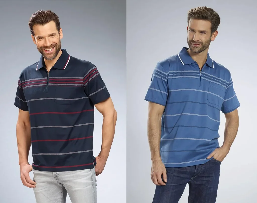 Poloshirt gestreift, Farbe marine, Gr.M