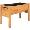Hochbeet aus Holz Kräuterbeet Pflanzkasten mit Abflussloch Haken Blumenkasten mit Füßen Massivholz Natur 124 x 60 x 81 c