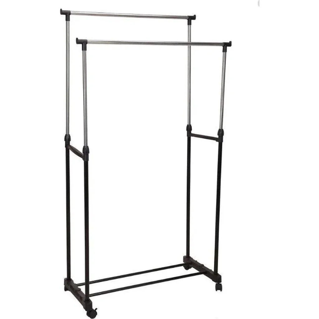 Storage Solutions Premium Doppel-Kleiderständer - mobil - höhenverstellbar - Edelstahl