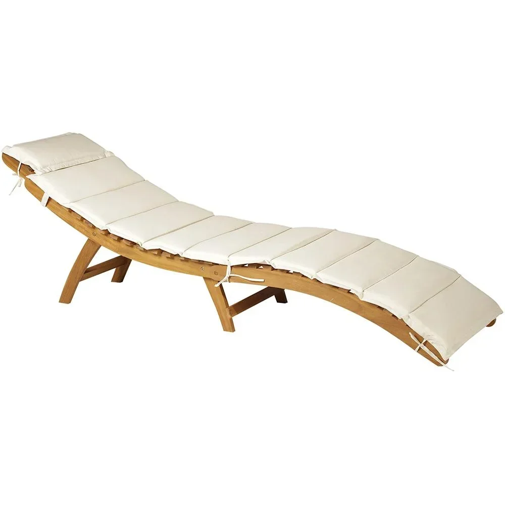Sonnenliege Relaxliege Gartenliege Gartenmöbel faltbar Akazienholz mit Kissen Teak + Weiß 53 x 191 x 60,5 cm
