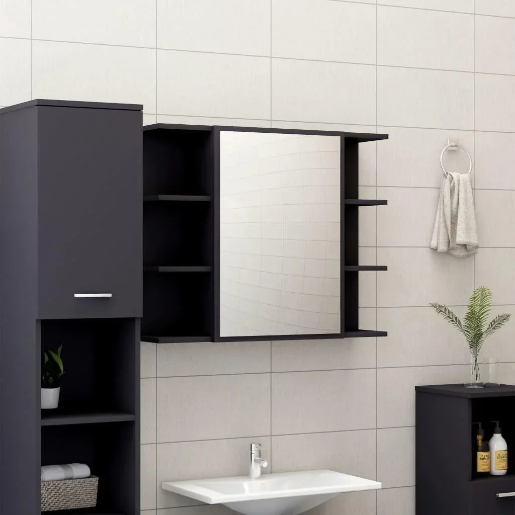 Badspiegelschrank 80x20,5x64 cm Spanplatte grau