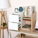 Schreibtisch Organizer Bücherregal Schreibtischregal 2 Schulbladen Spanplatten MDF Home Office Küche Eingangsbereich Wei