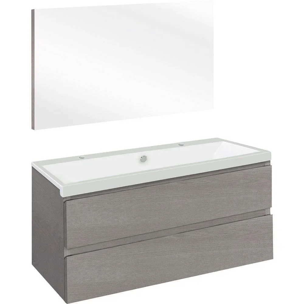 Concept Badezimmermöbel met spiegel 100cm - gris/Weiss
