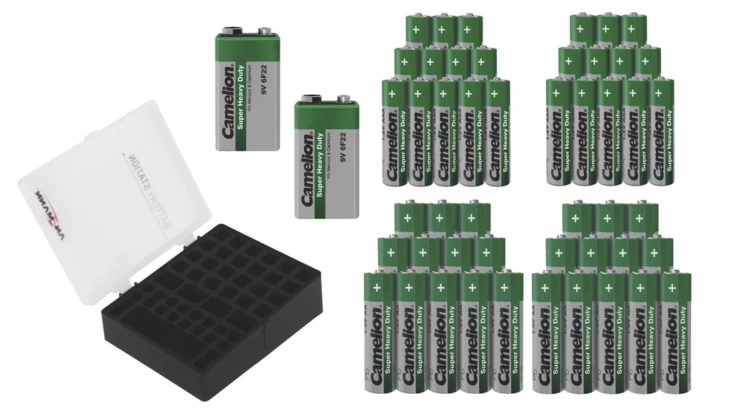 50-teiliges Zink-Kohle Batterie Sparset + Batteriebox