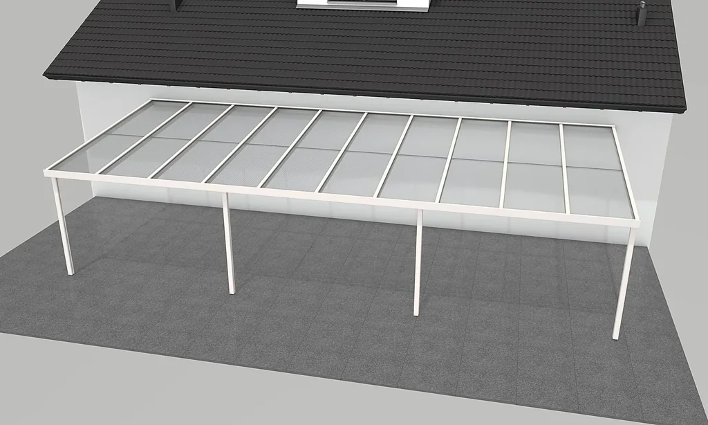 Terrassendach Premium, weiß, 10140 x 4060 mm - Klima blue