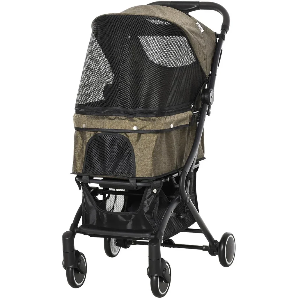Haustierbuggy mit Klappfunktion braun, schwarz