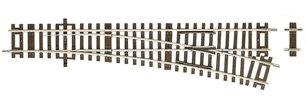 Weiche rechts Wr15 ohne Antrieb, Länge 230 mm (Standardlänge), Abzweigwinkel 15°