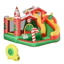 Weihnachten Aufblasbare Hüpfburg für 3 Kinder Springburg mit Gebläse für 3-8 Jahre Rot+Grün+Weiß 290 x 280 x 220 cm